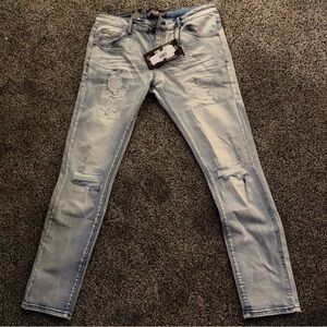 Men's Light Blue Distressed Jeans